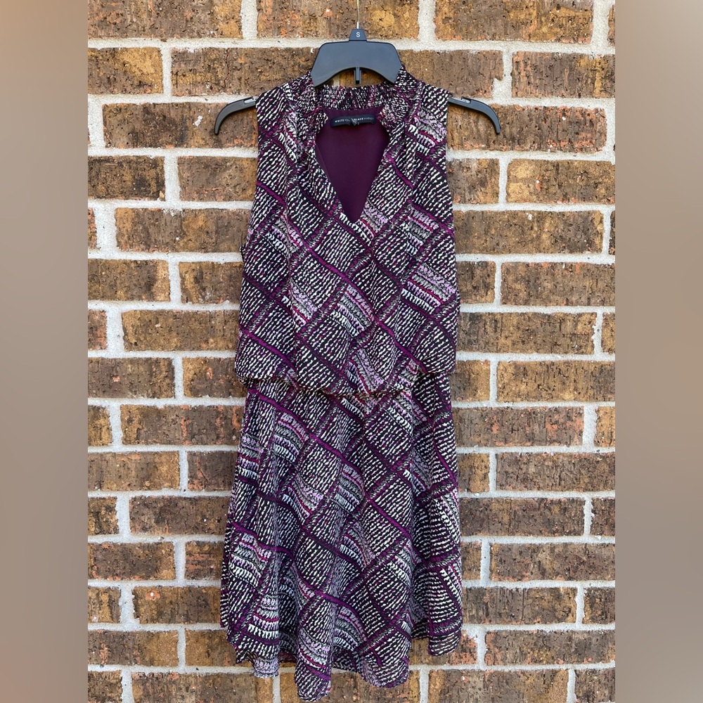 White House Black Market Multicolor Abstract Short Sleeve Layered Dress Sz S